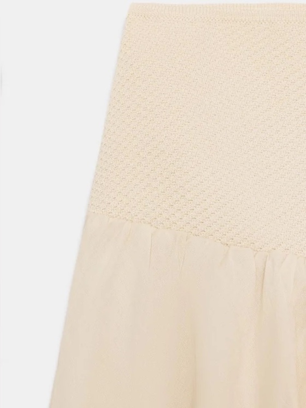 Zara Combined Knit Balloon Midi Skirt Ecru Size S NWT - Picture 9 of 14